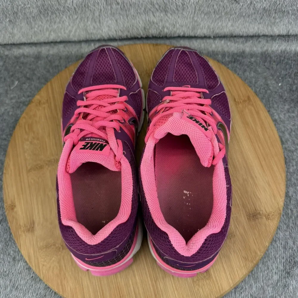 Nike Pegasus 28 Shoes Girls Size 7 Pink Purple Mesh Running Sneakers 443802-506